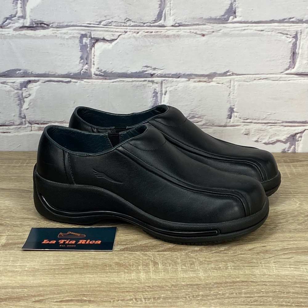 Dansko Black Leather Slip On Chunky Clogs 37